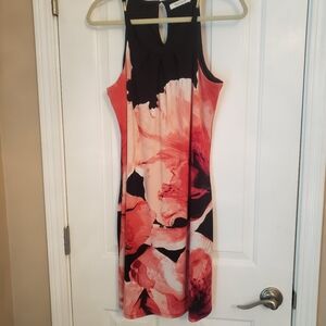 White House Black Market Pink and Black Halter Sheath Dress Size L